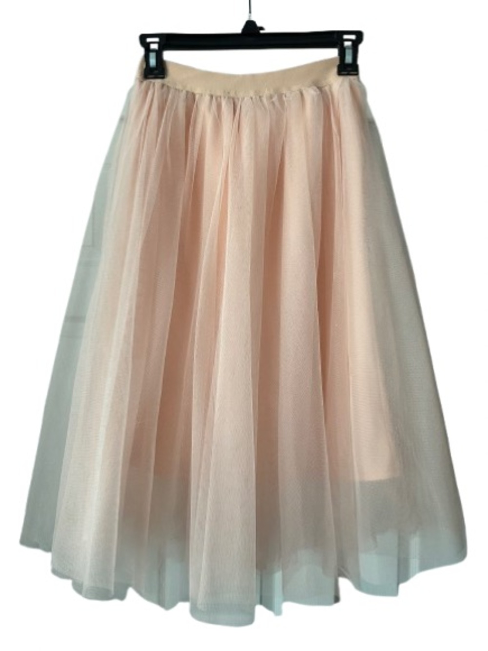 Haute Monde Women' Small Pink Blush Tulle Midi Pull On Lined Elastic Waist Skirt